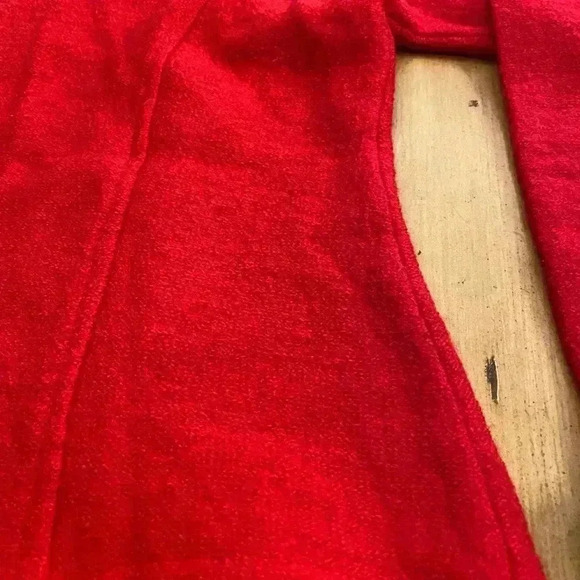 Marisa Christina Women’s Wool 100% Zip Up  Outer Sweater Holiday Red Blk Fluff M - Picture 16 of 16